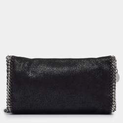 Pre Owned Stella McCartney Black Faux Suede Falabella Flap Crossbody Bag
