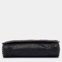 Pre Owned Stella McCartney Black Faux Suede Falabella Flap Crossbody Bag