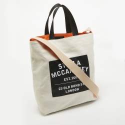 Pre Owned Stella McCartney Beige/Black Canvas Medium S&P Tote