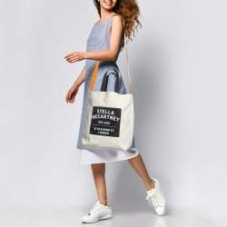 Pre Owned Stella McCartney Beige/Black Canvas Medium S&P Tote