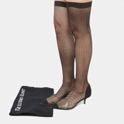 Pre Owned Stella McCartney Black Mesh and PVC Sock  Pumps Size 39