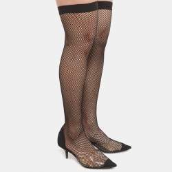 Pre Owned Stella McCartney Black Mesh and PVC Sock  Pumps Size 39