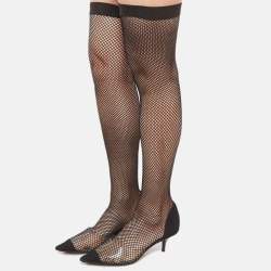 Pre Owned Stella McCartney Black Mesh and PVC Sock  Pumps Size 39