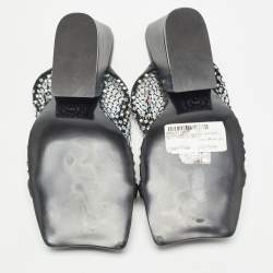 Pre Owned Stella McCartney Black Faux Leather and Mesh  Slide Sandals Size 36.5