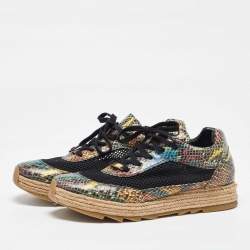 Stella McCartney Multicolor Python Effect Faux Leather and Mesh Espadrille Sneakers Size 41