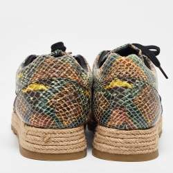 Stella McCartney Multicolor Python Effect Faux Leather and Mesh Espadrille Sneakers Size 41