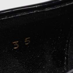 Stella McCartney Black Faux Patent Leather V Neck Pointed Toe Pumps Size 35