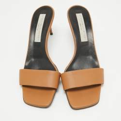 Stella McCartney Brown Faux Leather Slide Sandals Size 38