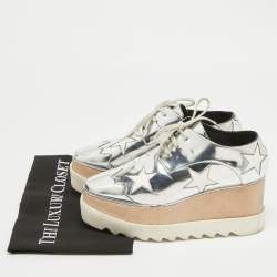 Pre Owned Stella McCartney Silver Patent Leather Elyse Oxford Sneakers Size 37