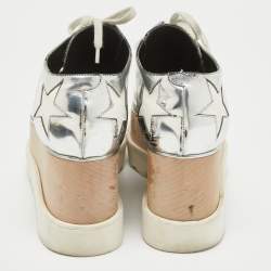 Pre Owned Stella McCartney Silver Patent Leather Elyse Oxford Sneakers Size 37