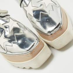 Pre Owned Stella McCartney Silver Patent Leather Elyse Oxford Sneakers Size 37