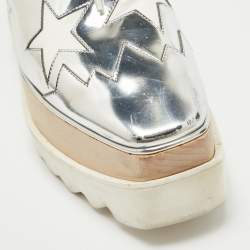 Pre Owned Stella McCartney Silver Patent Leather Elyse Oxford Sneakers Size 37