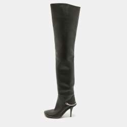 Stella McCartney Black Leather Over The Knee Boots Size 40