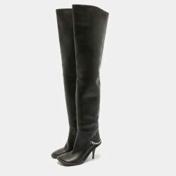 Stella McCartney Black Leather Over The Knee Boots Size 40