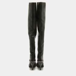 Stella McCartney Black Leather Over The Knee Boots Size 40