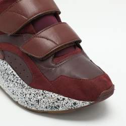 Stella McCartney Burgundy Faux Leather and Faux Suede Eclypse Low Top Sneakers Size 38