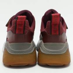 Stella McCartney Burgundy Faux Leather and Faux Suede Eclypse Low Top Sneakers Size 38