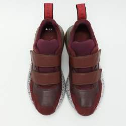 Stella McCartney Burgundy Faux Leather and Faux Suede Eclypse Low Top Sneakers Size 38