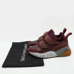 Stella McCartney Burgundy Faux Leather and Faux Suede Eclypse Low Top Sneakers Size 38