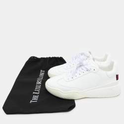 مملوكة مسبقًا Stella McCartney White Faux Leather Loop Low Top Sneakers Size 38
