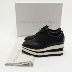 Stella McCartney Black Faux Leather Elyse Platform Derby Sneakers Size 37