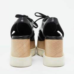 Pre Owned Stella McCartney Black Faux Leather Elyse Cutout Platform Derby Size 36.5