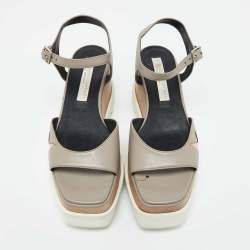 Stella McCartney Grey Faux Leather Indium Elyse Star Ankle Strap Sandals Size 36.5