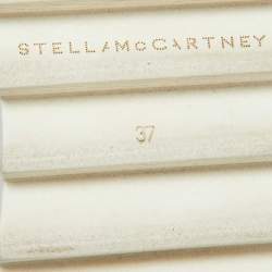 Pre Owned Stella McCartney White/Black Fabric Elyse Platform Wedge Sandals Size 37