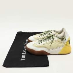 Stella McCartney White/Yellow Faux Leather and Neoprene Loop Low Top Sneakers Size 38