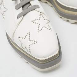 Stella McCartney White/Grey Faux Leather and Faux Suede Elyse Star Sneakers Size 36