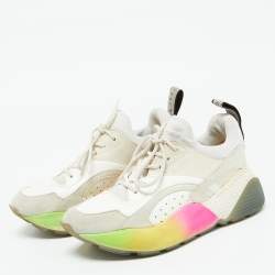 Stella McCartney Off White Faux Leather and Faux Suede Eclypse Sneakers Size 37