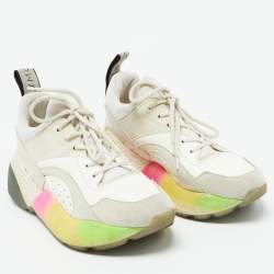 Stella McCartney Off White Faux Leather and Faux Suede Eclypse Sneakers Size 37