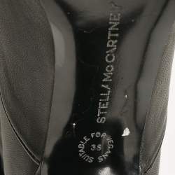Pre Owned Stella McCartney Black Faux Leather Groove Ankle Length Boots Size 38
