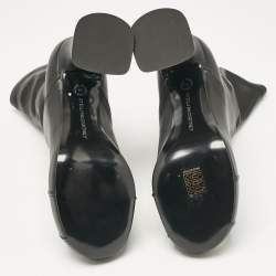 Pre Owned Stella McCartney Black Faux Leather Groove Ankle Length Boots Size 38