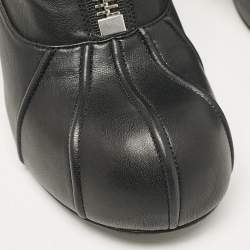 Pre Owned Stella McCartney Black Faux Leather Groove Ankle Length Boots Size 38