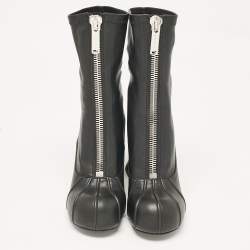 Pre Owned Stella McCartney Black Faux Leather Groove Ankle Length Boots Size 38