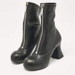 Pre Owned Stella McCartney Black Faux Leather Groove Ankle Length Boots Size 38
