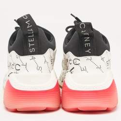 Pre Owned Stella McCartney White Faux Leather and Neoprene Eclypse Lace Up Sneakers Size 37