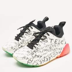 Pre Owned Stella McCartney White Faux Leather and Neoprene Eclypse Lace Up Sneakers Size 37