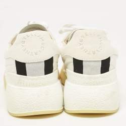 Stella McCartney White Faux Suede and Fabric Loop Sneakers Size 39