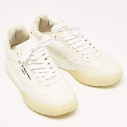 Stella McCartney White Faux Suede and Fabric Loop Sneakers Size 39
