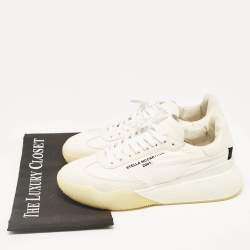Stella McCartney White Faux Suede and Fabric Loop Sneakers Size 39