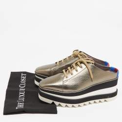 Stella McCartney Metallic Leather Elyse Platform Mules Size 38.5