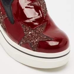 Stella McCartney Red Faux Patent Leather Binx Star Sneakers Size 40