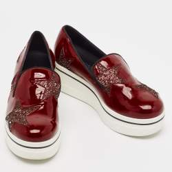 Stella McCartney Red Faux Patent Leather Binx Star Sneakers Size 40