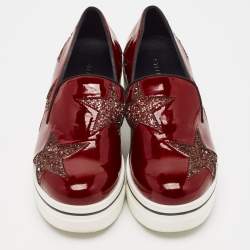 Stella McCartney Red Faux Patent Leather Binx Star Sneakers Size 40