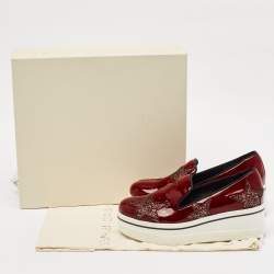 Stella McCartney Red Faux Patent Leather Binx Star Sneakers Size 40
