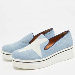 Stella McCartney Blue/White Denim Binx Star Sneakers Size 41