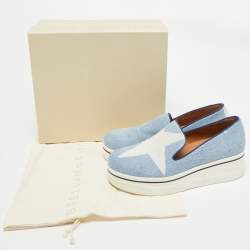 Stella McCartney Blue/White Denim Binx Star Sneakers Size 41