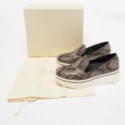 Stella McCartney Brown Faux Python Leather Binx Sneakers Size 41